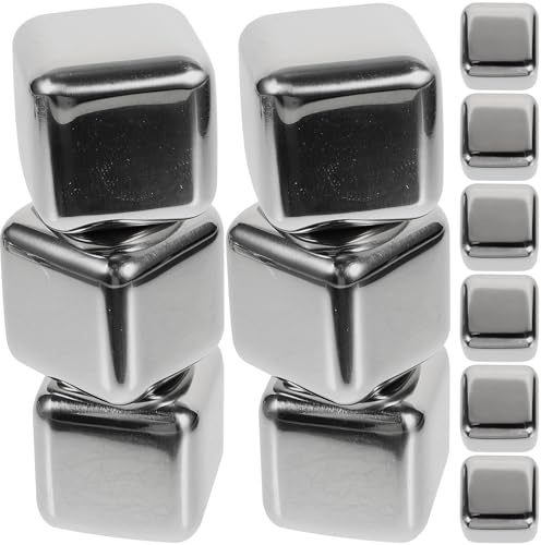 HAKIDZEL Lot de 12 Glaçons en Acier Inoxydable 304, Pierres à Whisky Réutilisables, Glaçons Métalliques pour Rafraîchir Whisky, Bière et Vin, Accessoires de Bar Pratiques et Solide