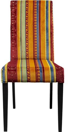 KARE Rojo diseño Econo Very British, Color Amarillo, tapizada, Multicolor, Silla de Comedor Retro de Madera de Haya Negra, 99 x 49 x 58 cm, Tela, Individualmente