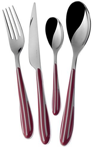 BUGATTI ZBFU-013F50 Zebra Ménagère de 24 Pièces Service de Table SAN/Acier Fuchsia 22 x 8 x 30 cm
