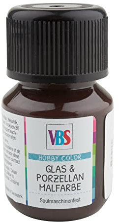 VBS Glas- & Porzellanmalfarbe 30 ml Glasmalfarbe kreative Projekte Dekoration Bastelmaterial Verzieren Glas Porzellan Braun