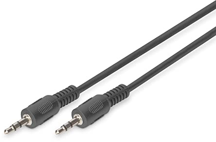 DIGITUS cable de conexión de audio - clavija de 3,5 mm a clavija de 3,5 mm - cable AUX - cable estéreo - 1,5 m - negro - para sistemas estéreo, cine en casa, barra de sonido, ordenador