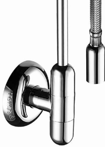 SCHELL 051520699 Design-Eckventil RONDO , Ventil 1/2 verchromt, mit selbstdichtendem Anschlussgewinde, Langer Schubschaft, Rosette ,65mm aus Spezial-Kunststoff mit Gleitring, Fettkammerspindel