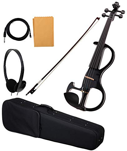 Classic Cantabile EV-90BK E-Violine (E-Geige mit Tonabnehmer, Fichte/Ahorn/Ebenholz) schwarz