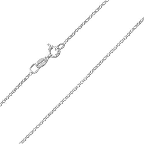 18 Inch Sterling Silver 1.3 mm Thick Round Belcher/Rolo Chain Necklace for Women Men Unisex - Fine Silver Chain - Weight: 1.4 Grams -