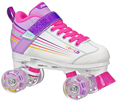 Pacer Comet Quad Kids Roller Skate, with Light Up Wheels, P973, White sz 3