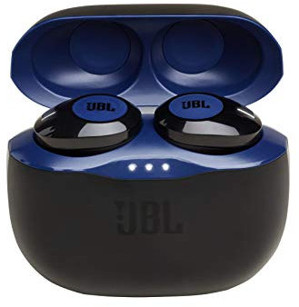 JBL TUNE 120TWS, True Wireless Bluetooth Earbuds with Mic, 16 Hours Total Battery Life, Hands Free Calling, with Charging Case, Blue