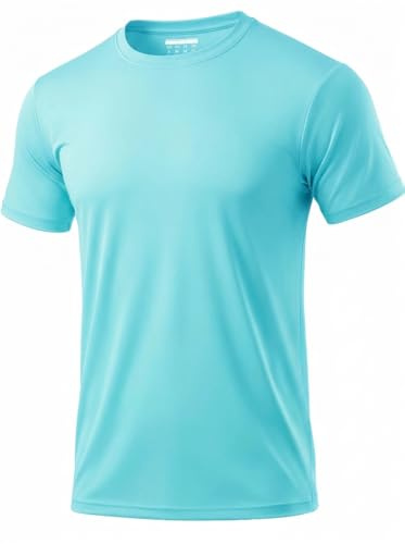 MAGCOMSEN Herr sommar UV skjorta kort ärm utomhus snabbtorkande funktionell hirts UPF 50+ fitness träningströja enfärgad vardaglig frezeit t-shirt jogging vandring sportskjortor, Havsblått, XL