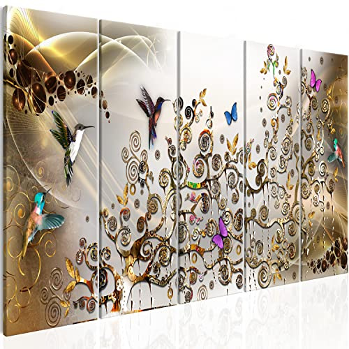 murando Acrylglasbild a'la Gustav Klimt 200x80 cm 5 Teilig Wandbild auf Acryl Glasbilder Kunstdruck Moderne Acrylglas Platte Wanddekoration Geschenke Heimdekoration Glasbild - Abstrakt Kolibri