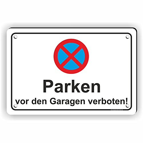 Fassbender-Druck SCHILDER - PARKEN VOR DEN GARAGEN - vorbebohrtes Parken verboten Schild - Schild mit Bohrlöchern zum Markieren vom absoluten Parkverbot/Privatgrundstück (45x30cm Schild)