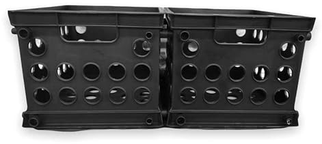 Milk file Crate Stacking Storage Containers, Holds Letter and Legal Folders, Plastic Storage Cube, Plastic File Crate with Molded Handles,Large black storage( 5 pack)