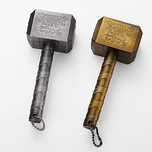 DRYEN Thor Hammer Flaschenöffner, Korkenzieher, Retro, kreativ, tragbar, Hammerform, mit langem Griff, 2 Stück (Silber und Bronze)