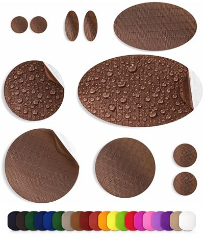 Stick-On Repair Patches for Down Jackets, Tents, 11 Pcs, Brown