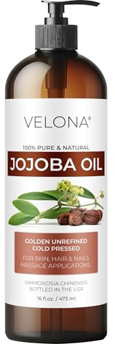 Jojoba Oil - 16 fl oz (with Pump) | 100% Pure and Natural | Golden, Unrefined, Cold Pressed, Hexane Free | Moisturizing Face, Hair, Body, Skin Care
