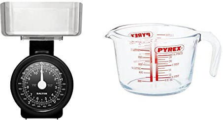 Salter 114 BKCLDR Mechanical Kitchen Scale, Compact, 5 Kg Max Capacity, Dishwasher Safe Bowl, Easy Clean, Scale Fits Inside Pan, Dust-Free Storage, Metric/Imperial, Transparent, 1 Litre