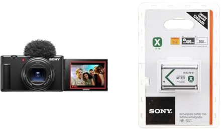 Sony ZV-1 II | Appareil Photo Vlog numérique - écran orientable pour Le vlogging & NP-BX1 Batterie Rechargeable Série X pour Appareil Compact Cybershot