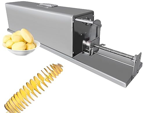 QUTBAG Affettatrice per Patate elettrica Tornado, Torre Automatica per Patate Elastiche, tagliapatate a Spirale Commerciale per Patate Dolci, Carote, cetrioli, zucchine 60Type
