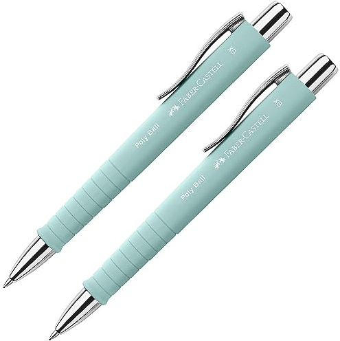 FABER-CASTELL 205091 - Kugelschreiber Poly Ball caribic blue, 2 Stück, mit auswechselbarer XB Mine, dokumentenecht