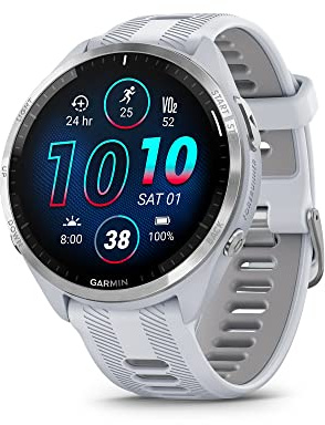 Garmin Forerunner® 965 Running Smart Watch with Colorful AMOLED Display, Training and Recovery Measurements, Whitestone and Powder Gray (Renewed)