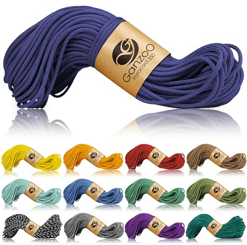 Ganzoo Paracord 350 Seil, Nylon Polyester, 2,5mm, Typ 1, 30m Outdoor Schnur, Allzweckseil, Takelung für Armband, Hundehalsband, Hundeleine Knüpfen, Camping Survival