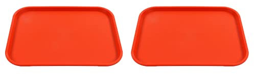 2 Pièces Plateau de Restauration Rapide, 45x35cm Plateaux de Service de Nourriture de Cafétéria Rectangulaire Antidérapants, Plateaux de Repas de Déjeuner pour Barbecue de Café(Orange)