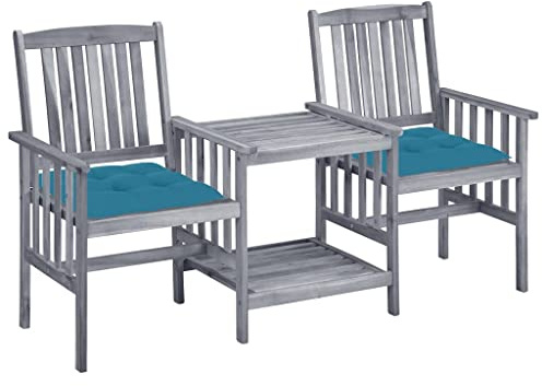 KTHLBRH Ensemble de meubles de jardin, de terrasse, de balcon, de jardin, avec table à thé et coussins, en bois massif d'acacia