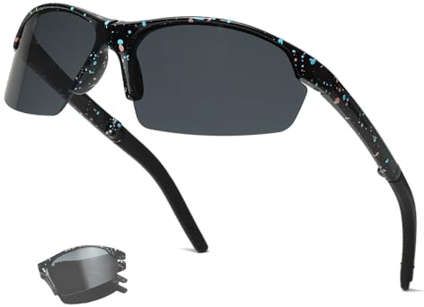 Long Keeper Sport Sonnenbrille Faltbar Fahrradbrille Herren Damen Winddicht Sportbrille Verspiegelt UV400 Schutz radbrille für Radfahren Laufen MTB Angeln