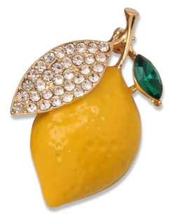 Emaille Gelbe Zitrone Brosche Pins Obst Revers Pin für Frauen Hochzeit Party Strass Brosche Abzeichen Mäntel Jacke Shirt Schmuck Zubehör Geschenke
