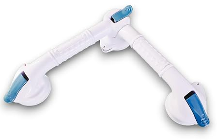 FabaCare Duschgriff mit Saugnäpfen, 90 Grad schwenkbar, Badezimmergriff, Greifhilfe fürs Bad, Badewannengriff, haftende Duschstange, Sauggriff, Vakuum Griff, Saugnapf- Handgriff 630mm
