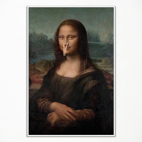 Anslipswar Klassische Mona Lisa Gemälde auf Leinwand, Wandkunst, Vintage-Stil, lustiges Badezimmer-Poster, humorvolle Toilette, Kunstdrucke, 40,6 x 61 cm, ungerahmt