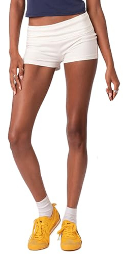 Geagodelia Y2K Damen-Lounge-Shorts, niedrige Taille, schmale Passform, dehnbar, Mikro-Pyjama-Shorts, leger, zum Ausgehen, Loungehose, Yoga, Fitness-Shorts, weiß, Medium