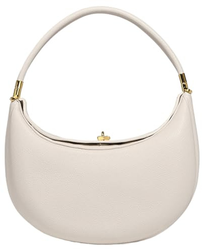 Lushandy Luna Bag - Bolso bandolera 4 en 1 de piel sintética con forma de media luna para mujer, bolso cruzado tipo hobo, Blanco, 11.0x6.1x3.5 inches
