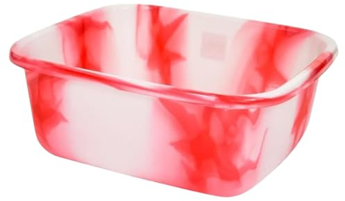 Pemienterprize Ltd 11 Litre Tiedye Rectangle Plastic Mixing Bowl Washing Up Bowl Basin Tub Fruit Vegetable Salad Serving Catering Bowl Nesting Bowl Meal Preparing Food Storage Kitchen Bowl Red