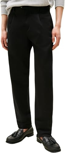 Tommy Hilfiger Pantalón Chino Hombre Harlem Satin Relaxed Fit, Negro (Black), 32W/32L