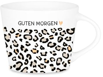 Grafik-Werkstatt Espresso-Tasse mit 100% Echtgold Porzellan Tasse 50 ml Guten Morgen, Weiß