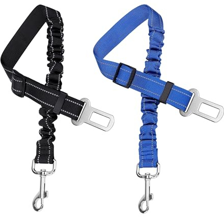 Ceinture Chien Voiture, 2 Pièces Harnais Voiture Chien de Sécurité Supérieure avec Absorption des Chocs et Mousqueton élastique Réglable pour Tous Les Chiens et Chats