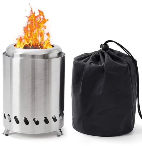 Hojalis Tisch-Feuerstelle, 2025 verbesserte rauchfreie Edelstahl-Tisch-Feuerstelle, Mini-Tisch-Feuerstelle mit Tragetasche, tragbare rauchfreie Tisch-Feuerstelle für Camping, Outdoor, Terrasse,