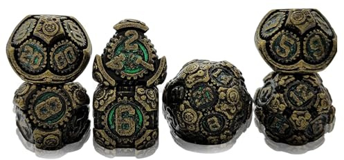 Geakeeper Construct D&D Würfel Set, 7-teiliges Metall Polyedrisches Drachen D&D Set mit Geschenkkassette für Dungeons and Dragons, RPG Rollenspiele und Tischspiele Geschenke (Rollendes Grün)
