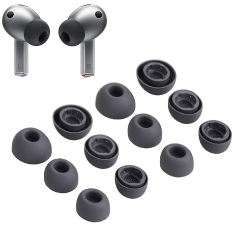 Replacement Silicone Eartips Earbuds Tips Set for Samsung Galaxy Buds 3 Pro Accessories Headphones Ear Tips,6 Pairs (3 Sizes S/M/L) (Gray)
