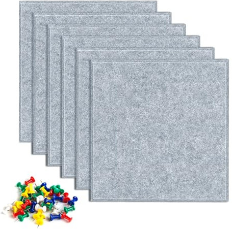6 Stück Große Filz Pinnwand mit Pins, Selbstklebende Korkplatte,30x30CM Groß,DIY Filz Memoboards Set für Fotos,Zeitpläne,Bulletin Board für Kinderzimmer,Klassenzimmer,Büro (grau)