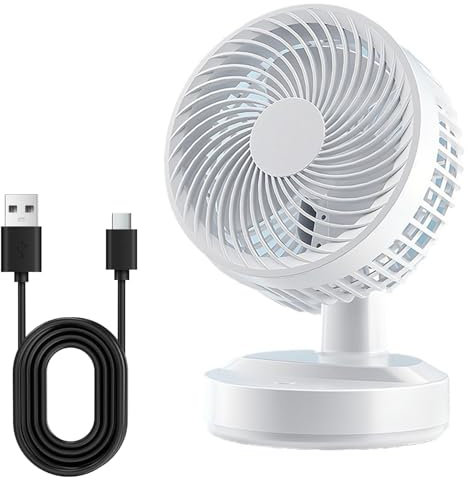 AidSci Ventilador de mesa USB, ventilador de mesa de 2 velocidades, ventilador de mesa personal con cable de extensión USB, mini ventilador portátil para mesa, hogar, dormitorio, oficina (A)