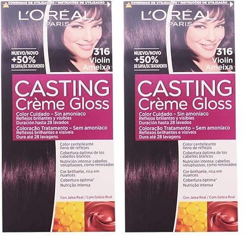 L'Oreal Paris Casting Crème Gloss Coloración Sin Amoniaco, Tono: 316 Violéin, El embalaje puede variar (Paquete de 2)
