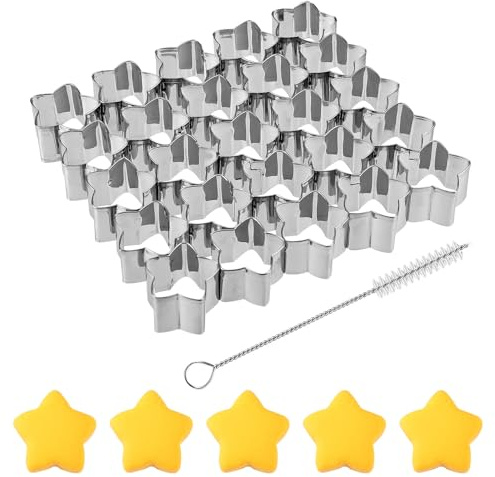 Tinoaly Star Cookie Cutter, 25 Cavity Stainless Steel Mini Star Shaped Cracker Emporte Piece Cutter for Baking Small Biscuit Metal Molds Perfect Kitchen Tools for DIY Biscuit Chocolate Fudge