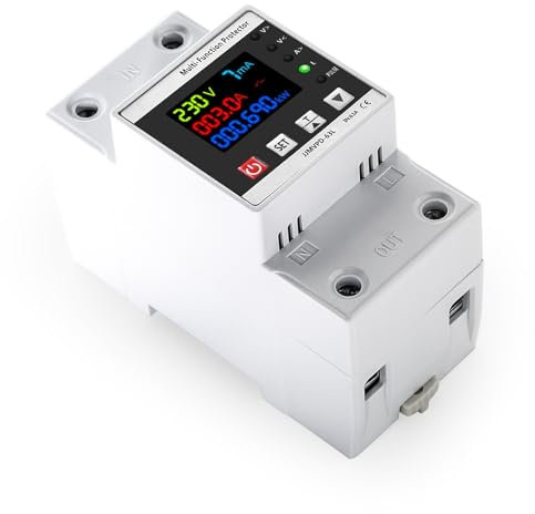 Jadeshay Compteur d'énergie électrique, 63A Disjoncteur Intelligent à Réenclenchement Automatique Wattmetre rail DIN avec Protection contre les Surtensions Protection contre les sous-tensions AC 230V