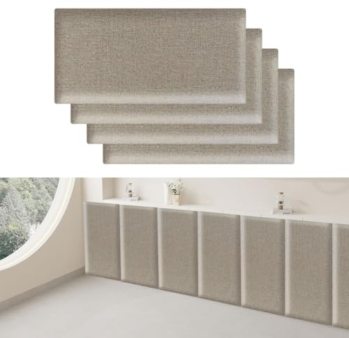 Tokenhigh Acolchado de pared anticolisión, paneles de pared acolchados tapizados, paneles de cabecero autoadhesivos, protección de cojín de pared 3D, adhesivo de pared a prueba de golpes, despegar y