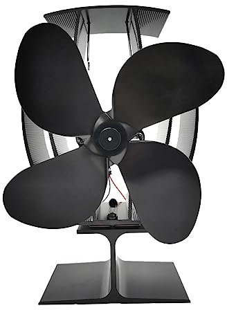 Fuhjythy Ventilatore per Stufa A Legna 4 Pale Termoventilatore per Camino per Legna/Bruciatore di Tronchi/Camino Nero TP2002-4