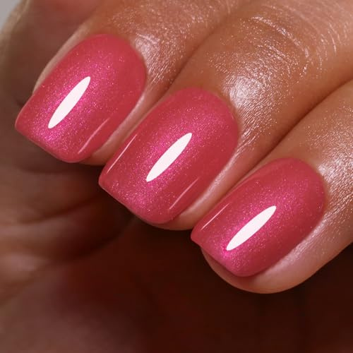 Ozzeal UV Nagellack Glitzer, Rosa Rot Perle Glitzer UV Gel Nagellack Glitzernder Herbst Winter Schimmer Gel Nail Polish Soak Off Led Maniküre 15ML