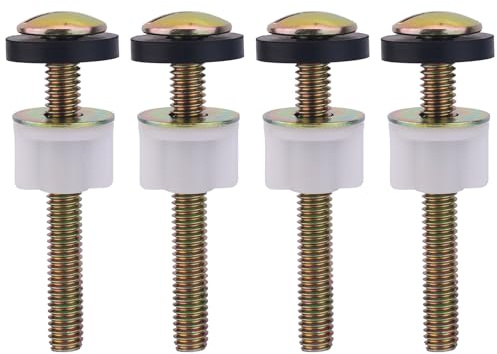 4pcs Toilet Seat Screws Replacement Kit, Heavy Duty Universal Top Mount Hinge Bolts Fixings Fittings Toilet Seat Fastener with Plastic Nuts Metal Rubber Washers Accessories Parts for Secure Fit