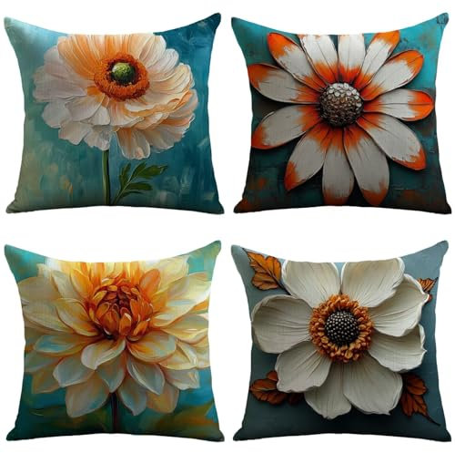 Cuscini Esterno Blu Federe Cuscini Divano 40x40cm Cuscino Divano Fiore Velluto Copricuscini Decorativi Doppia Faccia Stampa Fodera per Cuscino per Sedia Camera da Letto Arredo Esterni Giardino JL-81