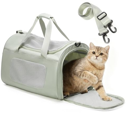 VENATIN Trasportino per gatti di grandi dimensioni e cuccioli fino a 9 kg，Trasportino per Animali Portatile, pieghevole, per il trasporto di gatti e cani,verde