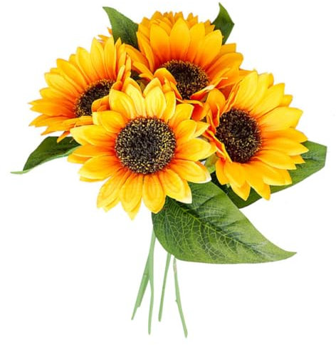 HIAKDOFT Bouquet Di Girasoli Artificiale Per Matrimonio Decorazione Elegante e Duratura Senza Manutenzione Per Cerimonie e Festività Composizione Fiori Colorati Per Addobbi Matrimonio